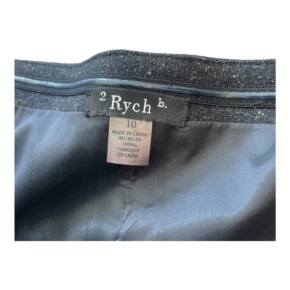 2b. Rych Womens Dress Tulip Sheath Black Tweed Wool Strapless Ruched Mini 10 - Picture 8 of 13